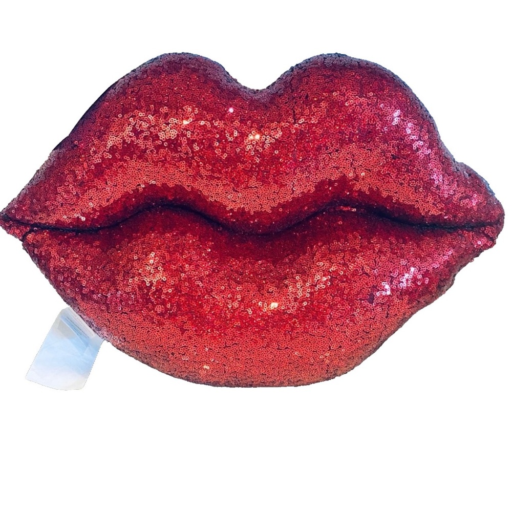 Brand NEW Issac Mizrahi Sequins Red Lips Pillow